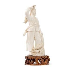 Chinese Ivory Carving Of A Young Woman