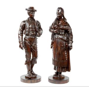 Pair Of 19th Century Wooden Sculptures 