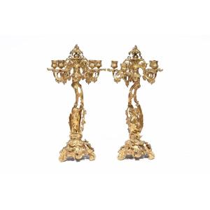 Pair Of 19th Century Gilt Bronze Candlesticks