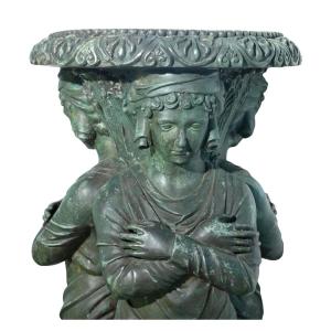 Large 20th-century Bronze Column In The Neoclassical Style