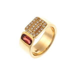 14k Gold Ring With Garnet And Diamonds
