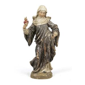 Painted Wooden Sculpture Of Saint Mary Magdalene 