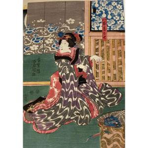 Japanese Utagawa School Color Woodblock Prints