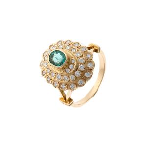 14k Gold Ring With Diamonds And Emerald