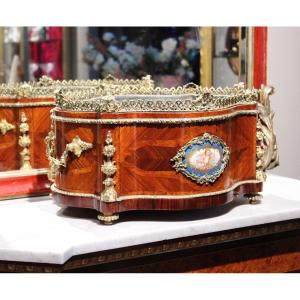 Napoleon III Period Marquetry And Bronze Jardinière