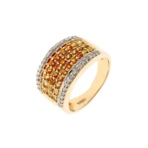 14k Gold Ring Set With Diamonds And Yellow Sapphires