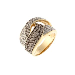 Ring In 14k Gold Set With Two-colors Diamonds