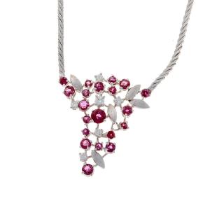 Necklace In 18k Gold With Rubies And Diamonds