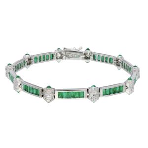 18k Gold Bracelet With Emeralds And Diamonds
