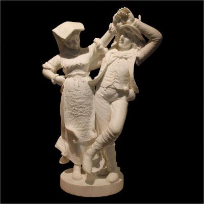 19th Century Sculpture In White Carrara Marble "the Dance" Signed L. Gregoire
