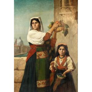 19th Century Painting "venetians", Signed Louis Tytgadt