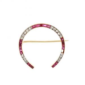  Golden Brooch With Rubies And Diamonds