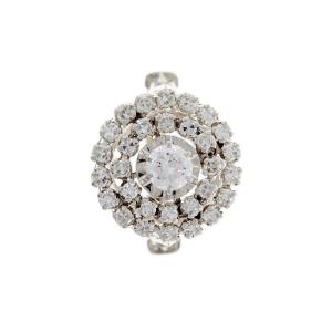 White Golden Ring With Diamonds Rosette