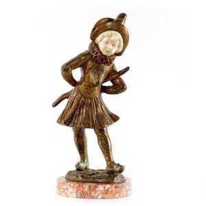 Chryselephantine Sculpture, Signed G. Omerth, Early 20th Century