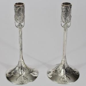 E Gallé - Gallia Art Nouveau Candlesticks