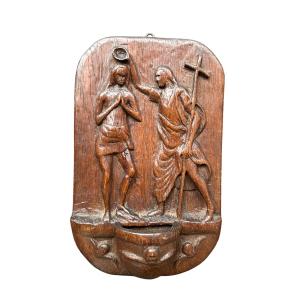 Carved Wooden Holy Water Font