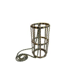 Chanel Bottle Holder In Black Leather And Gold-tone Metal Chain, 1994