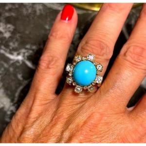 Turquoise And Diamond Ring, XIXth