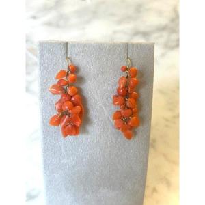 Pair Of Antique Coral Earrings, 19th Century