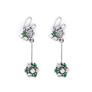 Pair Of Emerald And Diamond Drop Earrings
