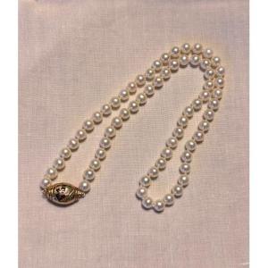 Cultured Pearl Choker Necklace, 19th Century Clasp