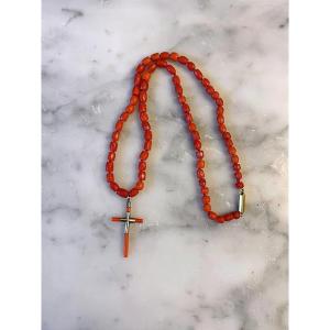Coral Choker And Cross, Late 19th Century, French Workmanship
