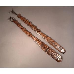 Tribal Arts Trobriand Islands  Oceania Papuasia New-guinéa Lime Spatulas Carved Wood Dated 1871/1874