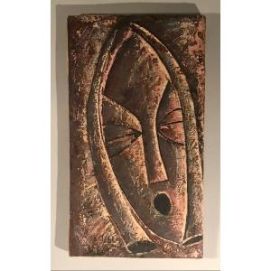 Modern African Art Hst “mask” Modern Art Signed Bim And Dated (19)81