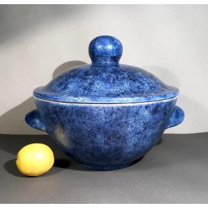 The Potters Barn Madeleine René De Valence Important Blue Ceramic Covered Cup 20th Century 