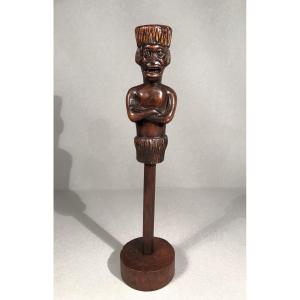 Primitive Arts Oceania Anthropomorphic Scepter Of Authority Pommel Carved Wood Late 19th Century