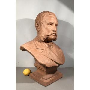 Classical Art Charles Samuel Sculpture Bust Of A Notable Terracotta Paris 1886 H:54 Cm 19th Century