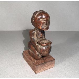 African Art Tribal Art Luba Ethnic Group Drcongo/zaire Female Votive Statuette Solid Wood 20th Century