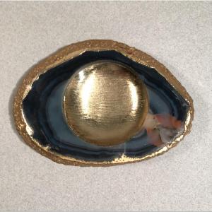 Fondica Paris Agate And Gilt Bronze Trinket Tray, Signed 20th Century, Pierre Casenove
