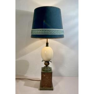Decorative Art, Trompe-l'œil Ostrich Egg Lamp, 1950s, France, Maison Charles, 73 Cm