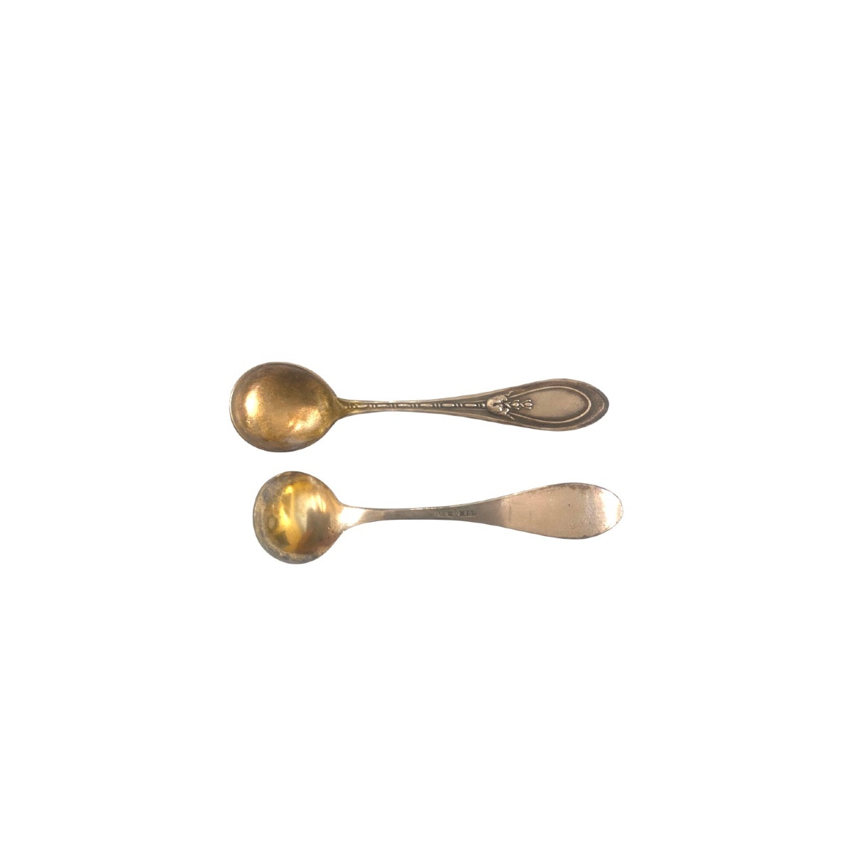 Coppia di saliere in argento, con vaschette in cristallo e cucchiaini. Inizio sec.XX-photo-3