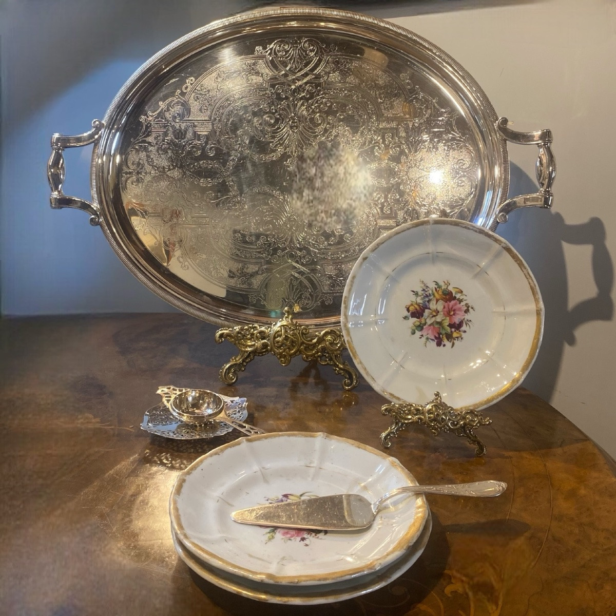 Grande vassoio ovale da portata, placcato in argento. Christofle, secolo XX-photo-1