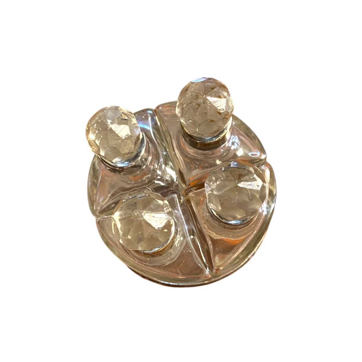 Porta profumi in argento con quattro ampolle in cristallo. -photo-3