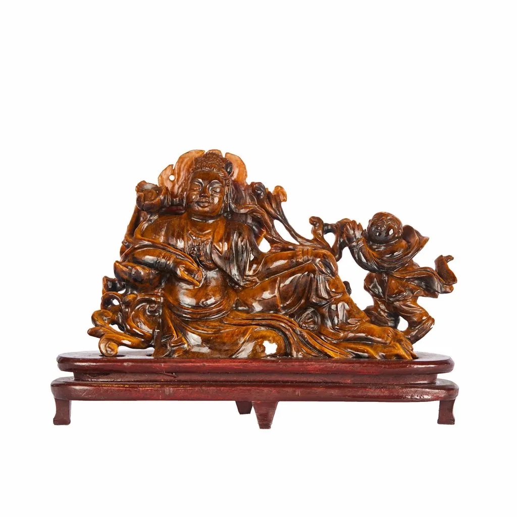 Scultura in occhio di tigre. Cina, fine sec.XIX