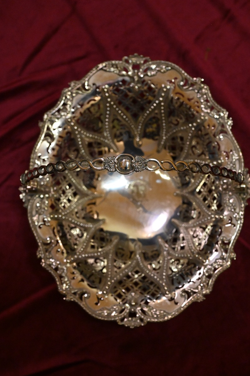 Cestino in metallo argentato. Inghilterra, fine sec. XIX-photo-4