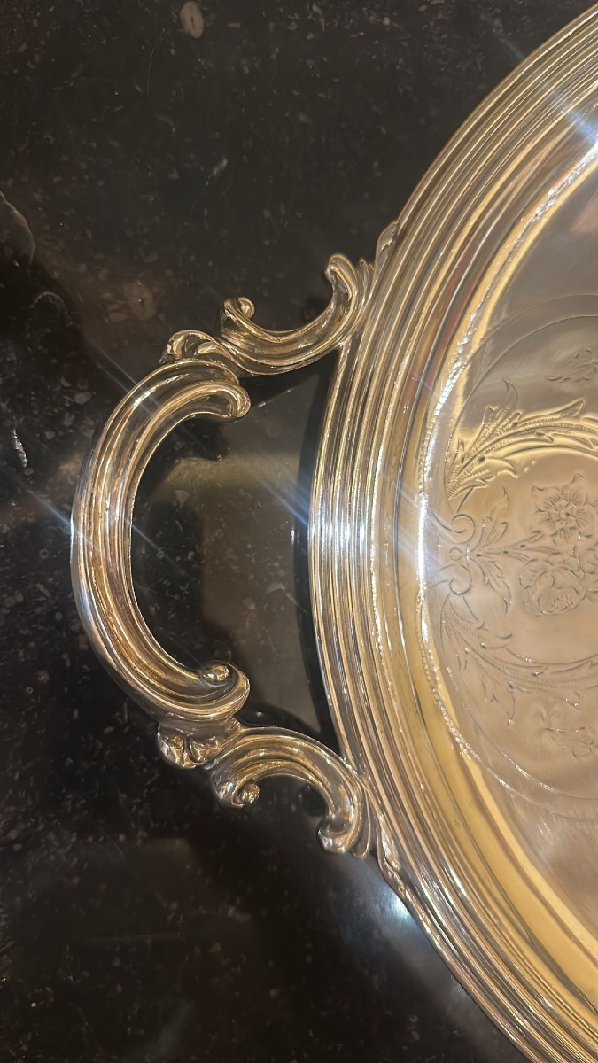 Vassoio ovale in metallo argentato. Inghilterra, secolo XX-photo-2