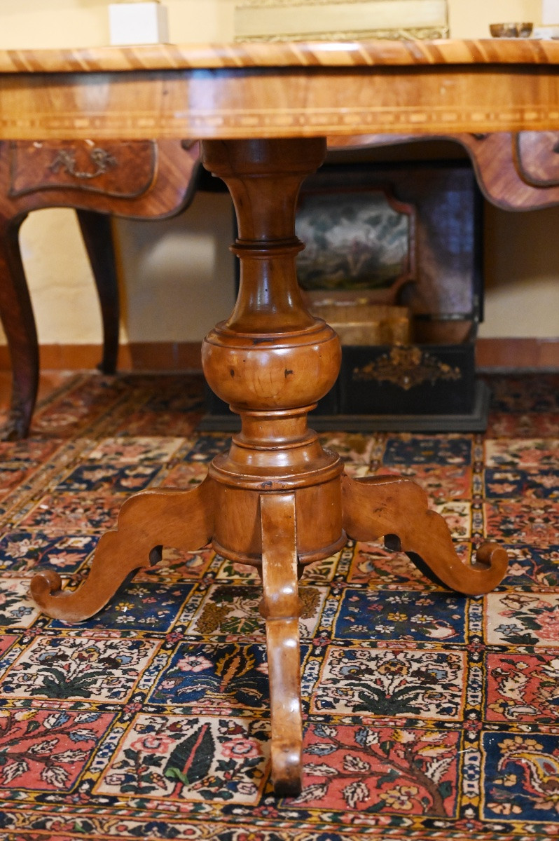 Tavolo Sorrentino circolare in noce. Fine sec.XIX-photo-3