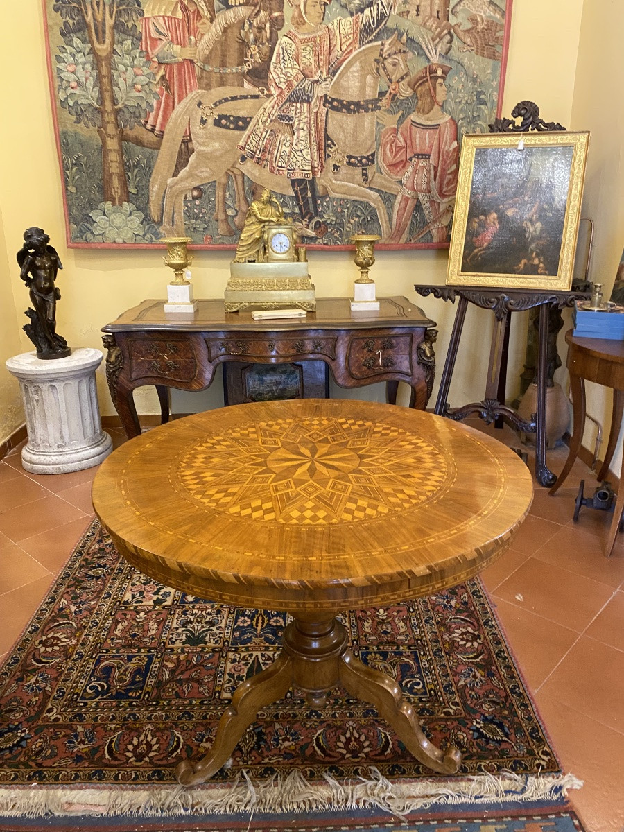 Tavolo Sorrentino circolare in noce. Fine sec.XIX-photo-6