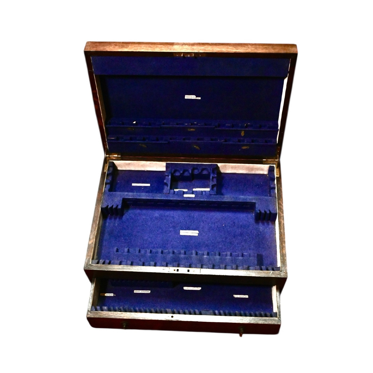 Scatola portaposate in noce con cassetto estraibile Inghilterra, Secolo XX-photo-1