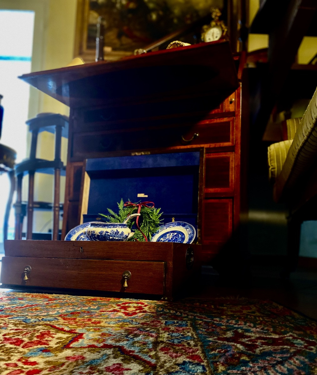 Scatola portaposate in noce con cassetto estraibile Inghilterra, Secolo XX-photo-2