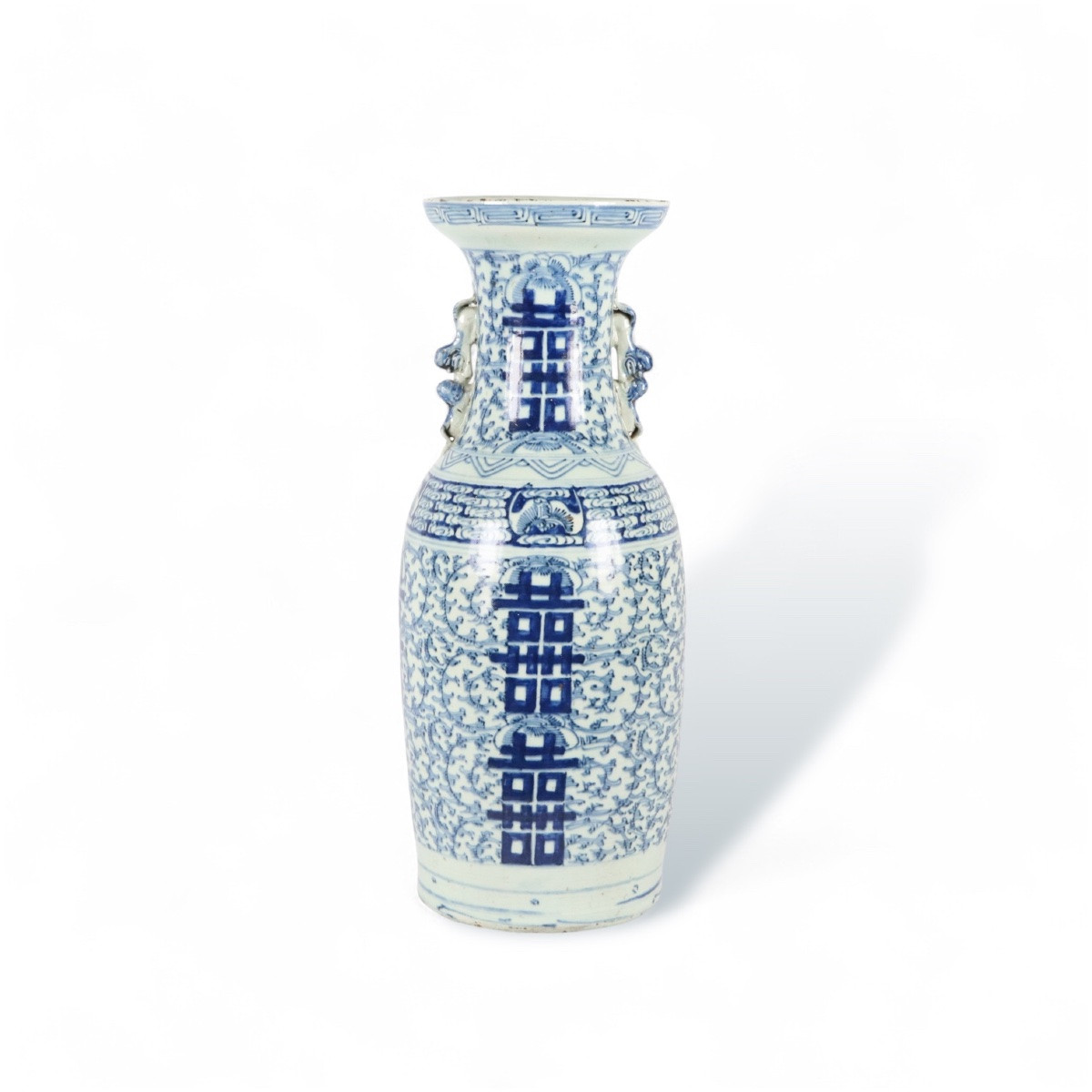 Coppia di grandi vasi cinesi in porcellana bianco e blu, Secolo XX-photo-3