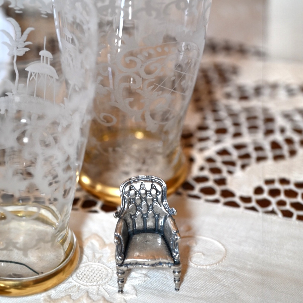 11 sedie in miniatura in argento 800 -Italia, XX secolo-photo-2