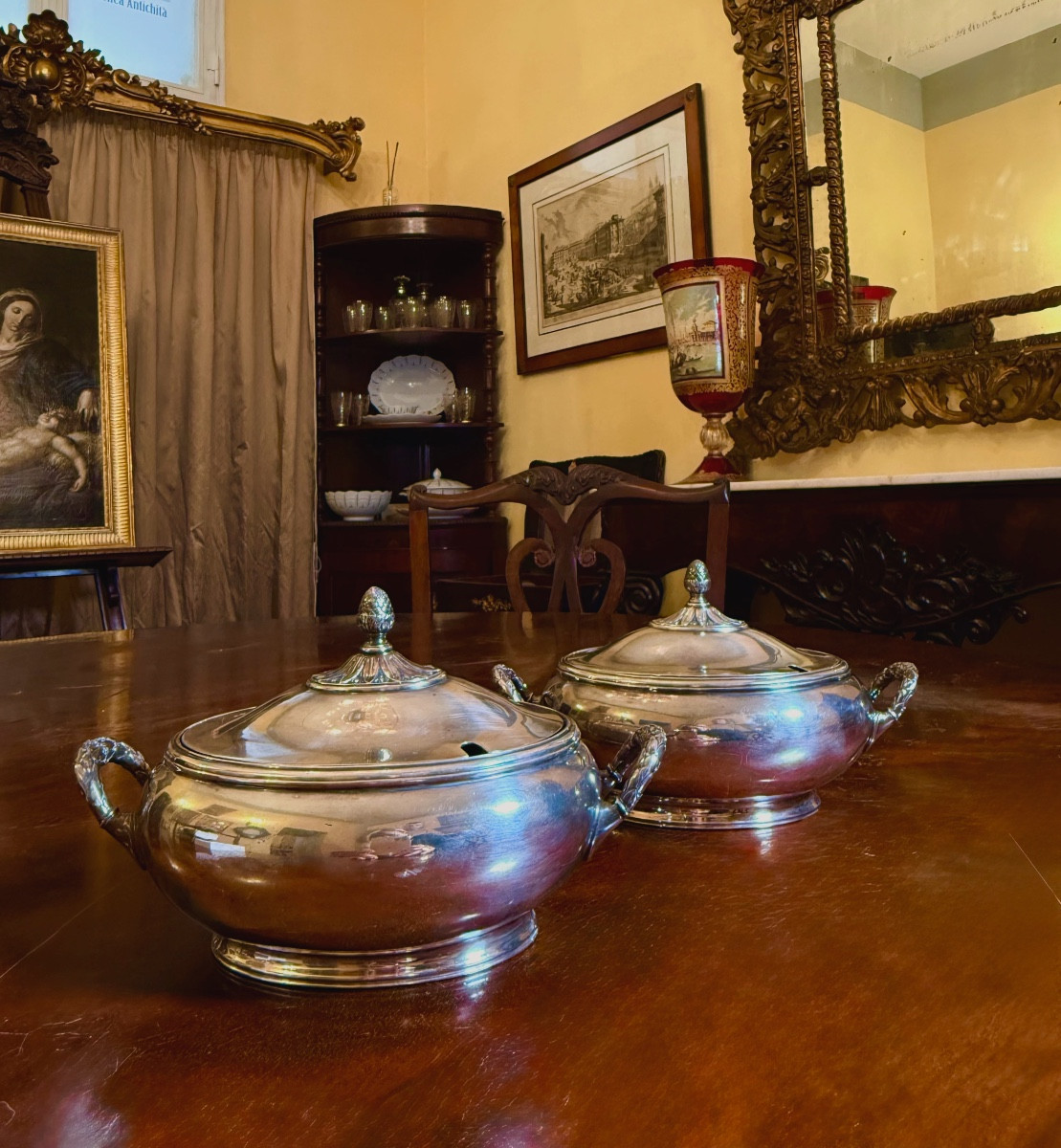 Coppia di salsiere gemelle con coperchio. Inghilterra, inizio sec. XX-photo-2