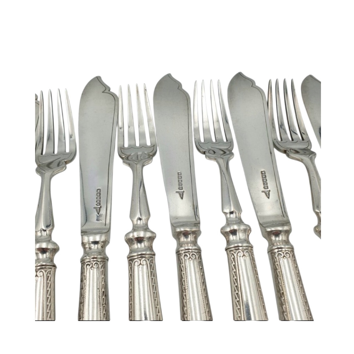 Servizio da dessert (entremets) in metallo argentato – Walker & Hall, Sheffield -Inghilterra, X-photo-2