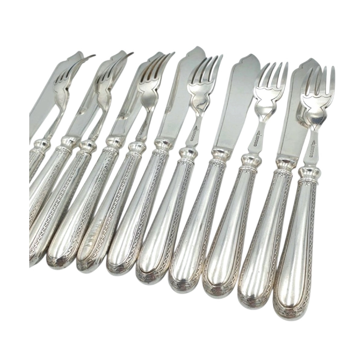 Servizio da dessert (entremets) in metallo argentato – Walker & Hall, Sheffield -Inghilterra, X-photo-3