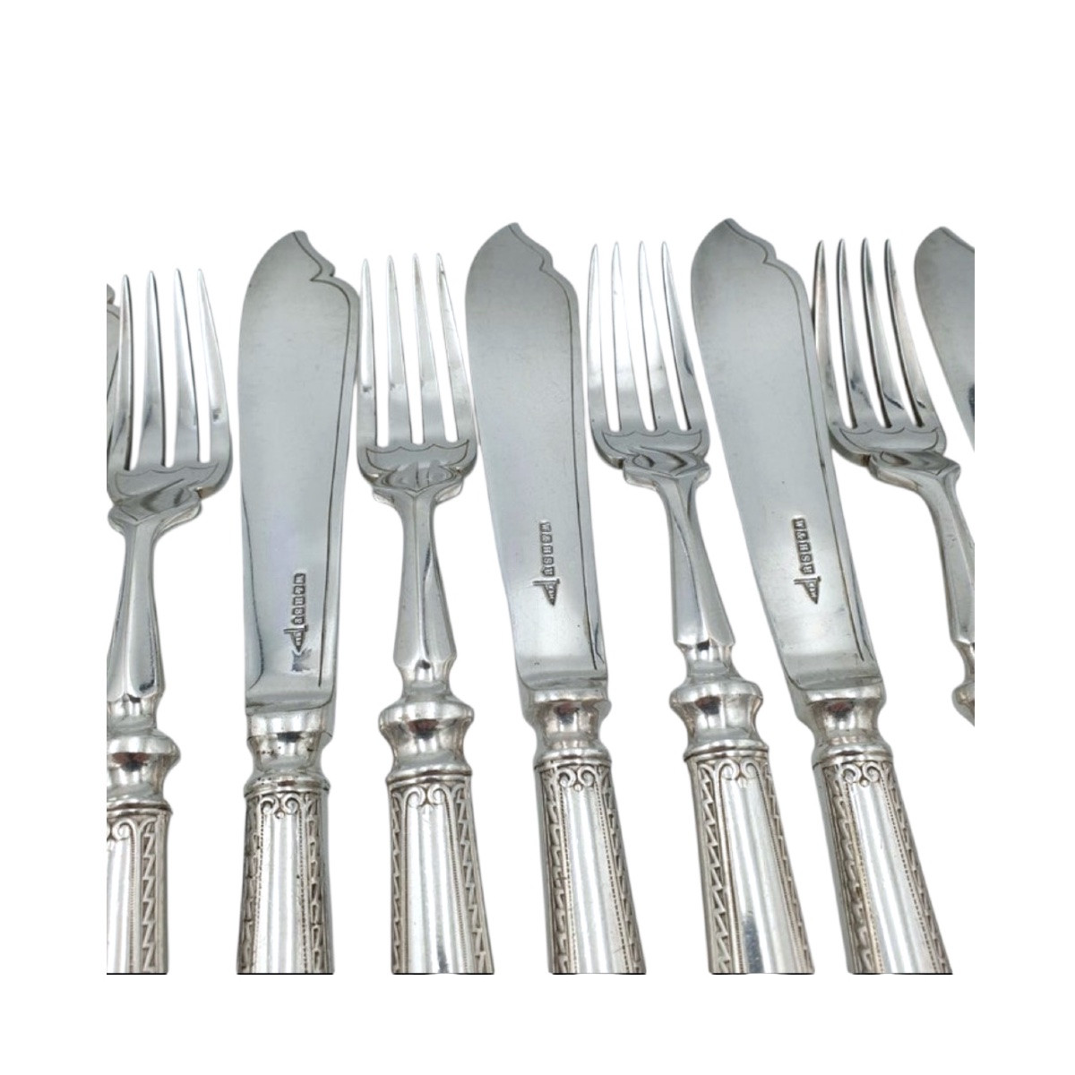 Servizio da dessert (entremets) in metallo argentato – Walker & Hall, Sheffield -Inghilterra, X-photo-4